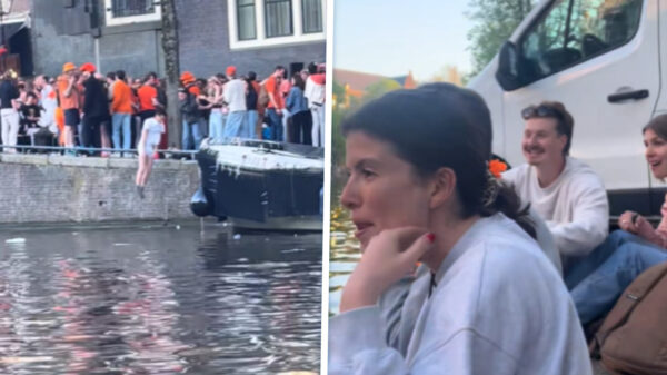 Feestvierder duikt gracht in voor telefoon, komt boven als lokale legende