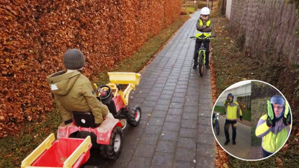 Koters maken heerlijke parodie op zeikende wielrenner die met vrachtwagenchauffeur ruziet