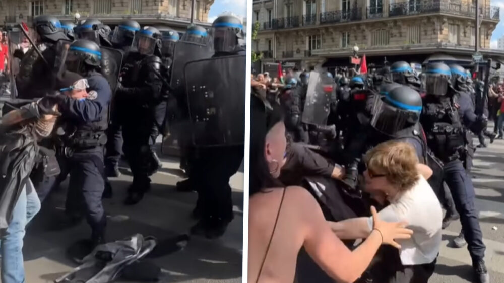 Franse politie knuppelt iedereen tegen de vlakte tijdens chaotische Dag van de Arbeid