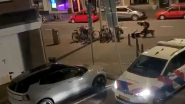 Jankende relschopper wordt in Scheveningen aangepakt door politiehond