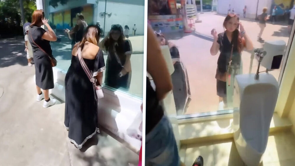 Mannentoilet Bangkok heeft doorschijnende spiegels om urineren 'leuker' te maken