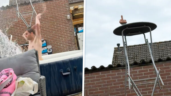 Man laat op ludieke wijze weten hoe hij over zijn achterburen denkt