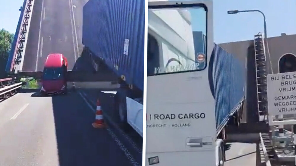 Brug bij Lemmer gaat rustig omhoog met vrachtwagen en auto er nog op