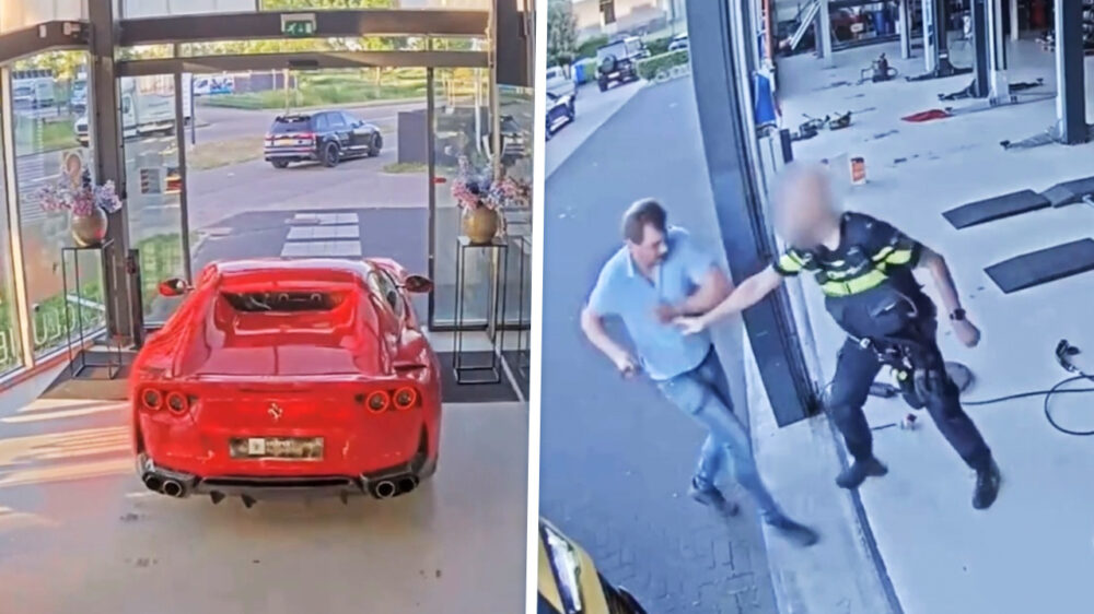 Ondernemer redt bolide's uit vlammenzee, wordt gepeppersprayed door politie