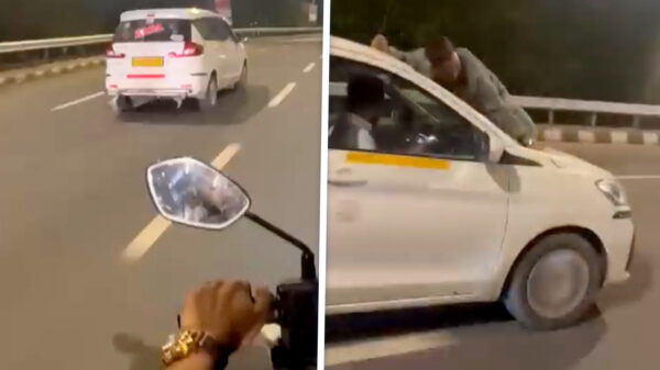 Taxichauffeur sleept collega 6 kilometer mee op motorkap door Mumbai