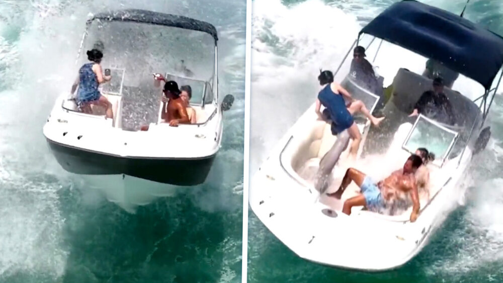 Gasten op speedboot meters de lucht in geslingerd dankzij brute golf