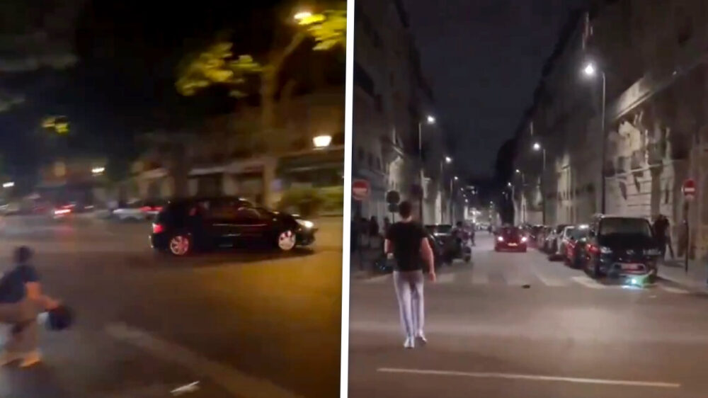 Bizar: Fietser wordt in Parijs geschept door auto tijdens PSG-feestje