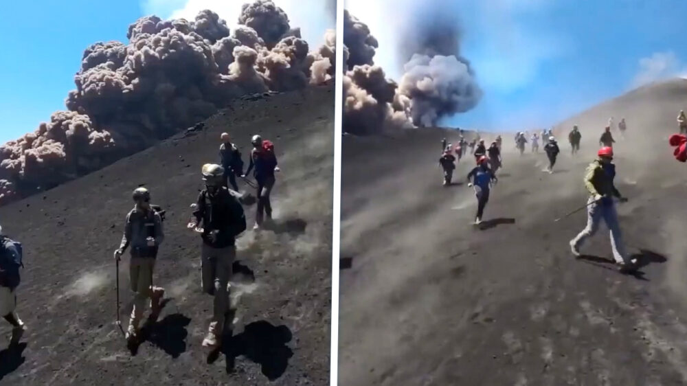 Toeristen renden voor hun leven dankzij vuur- en lava-spuwende Etna