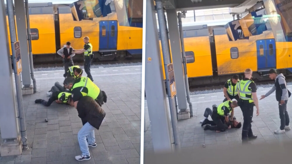 Zo heurt het: Treinreiziger filmt gesmeerde arrestatie van hardnekkig perrontuig