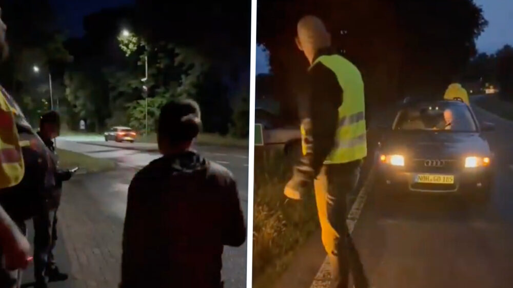 Boze burgers voeren 'grenscontrole' bij Ter Apel: actievoerders in gele hesjes