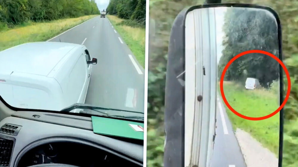 Chauffeur laat zich niet brake checken en duwt asobusje de berm in
