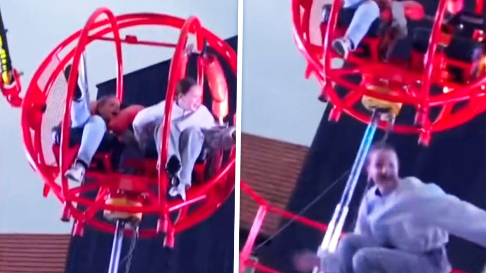 Video: Bijna-ramp met bungee in Nistelrode, meisje springt op tijd uit stoeltje