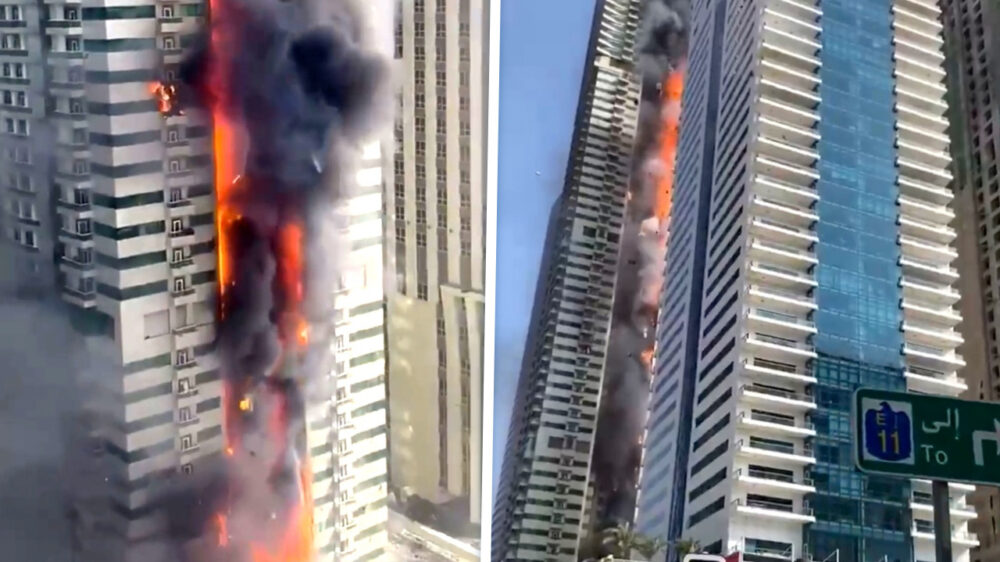 Gigantische fik in wolkenkrabber in Dubai; bijna 4.000 mensen geëvacueerd