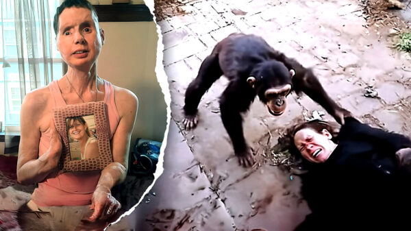 Vrouw wiens gezicht werd afgerukt door chimpansee vertelt over het angstaanjagende geluid