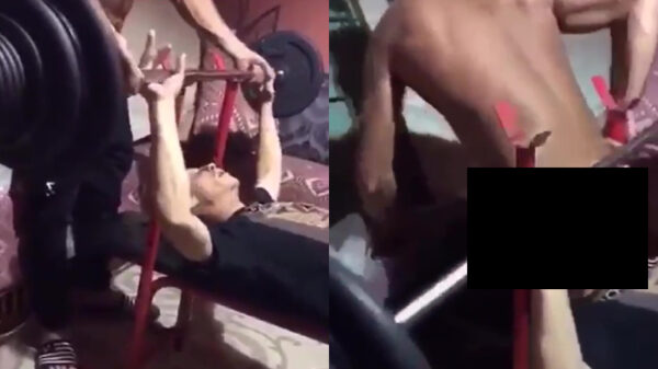 Een gewichtheffer een bruine neus laten halen blijft prachtig