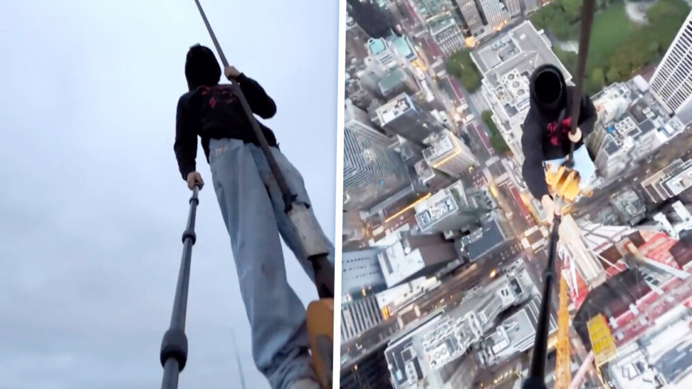 Kraanklimmer maakt bizarre video op 100 miljoenmiljard kilometer hoogte