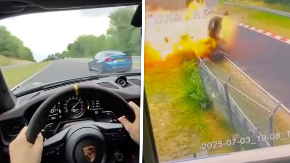 Bizarre crash tussen Porsche GT3 RS en BMW M2 op de Nürburgring