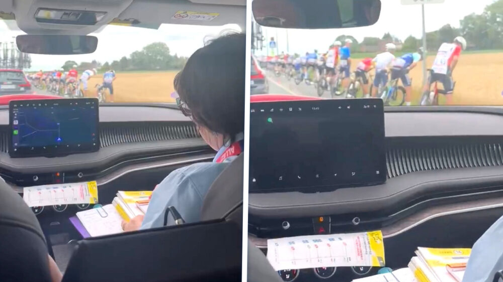 Bijna complete peloton Tour de France houdt simultane plaspauze