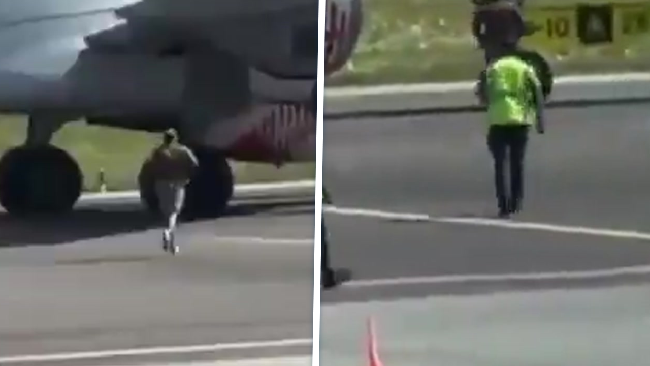 Nieuwe video opgedoken van man die in vliegtuigmotor springt op vliegveld Milaan