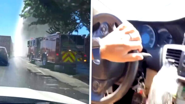 Twee stoere boys rijden door brandkraan en krijgen gratis carwash