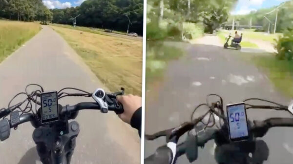 Verkeershufter op fatbike rijdt met 50 km/u recht op een scootmobiel af