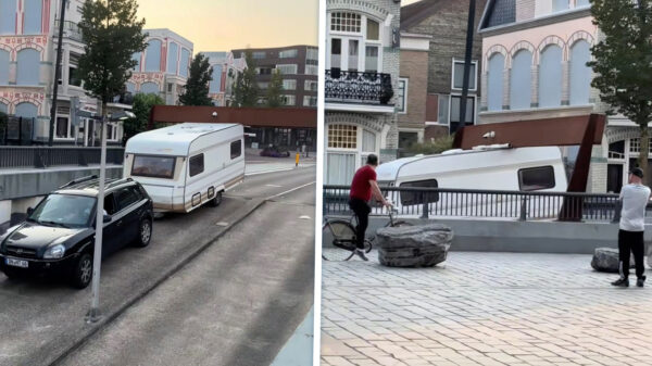 Duitser rijdt met z'n caravan een parkeergarage in Vlissingen binnen