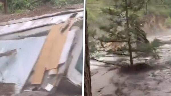 Woning in New Mexico meegesleurd door modderstroom