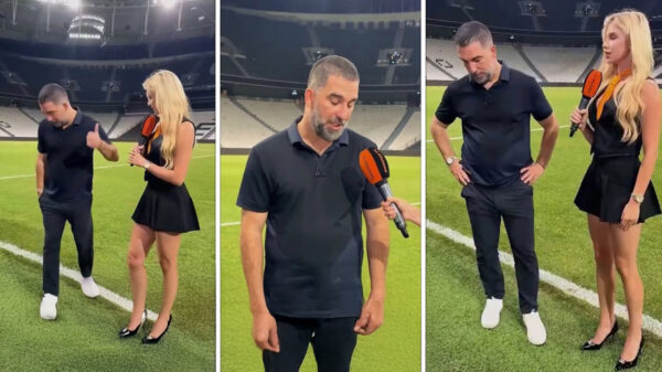 Hilariteit om Arda Turan die geen oogcontact met interviewster wil maken