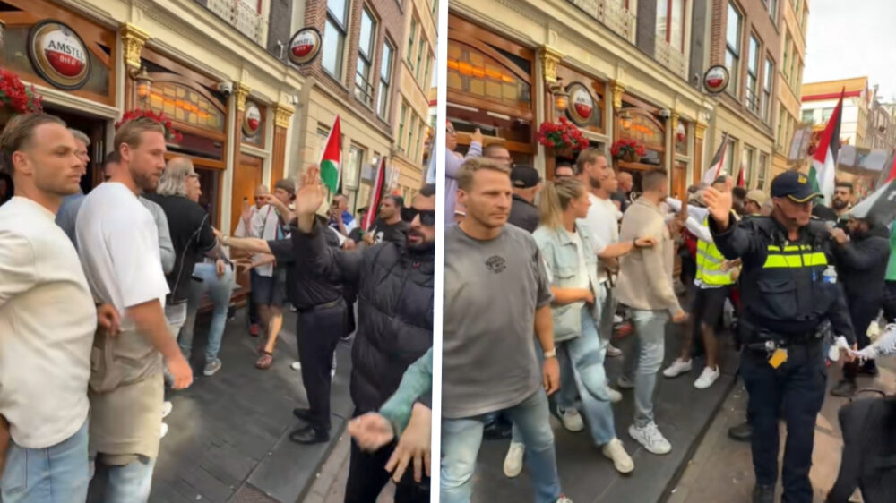 Amsterdamse kroeggangers vs. Palestina-demonstranten loopt bijna uit de klauwen