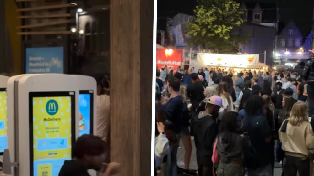 Mensen vluchten McDonald’s in tijdens massale vechtpartij Gentse Feesten