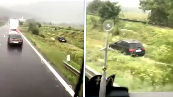 Bermkampioen gebruikt z'n quattro om via het gras de file te omzeilen