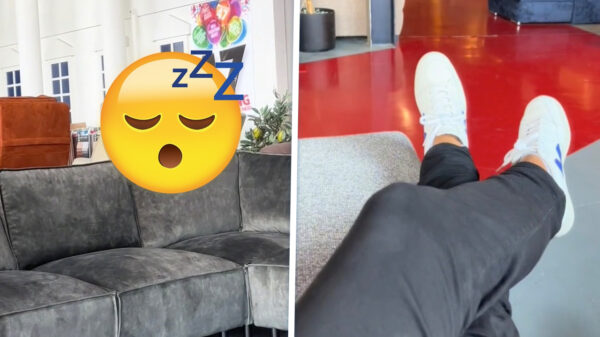 Personeel Seats and Sofas slaapt lekker door terwijl klanten rondlopen