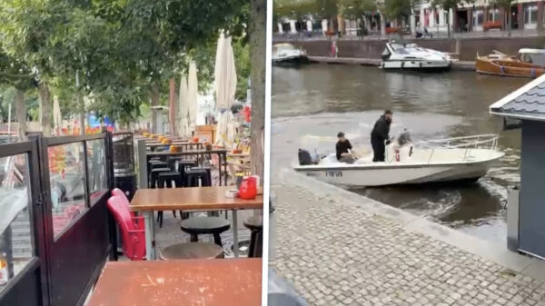 Kees van der Spek achtervolgt man in Breda en pleurt 'm het water in