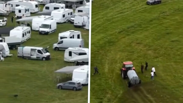 Franse boeren trekken strontkanon open en jagen kampers het weiland uit
