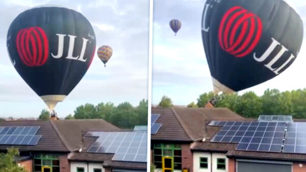 Heteluchtballon klapt op dak van basisschool tijdens Bristol Fiesta
