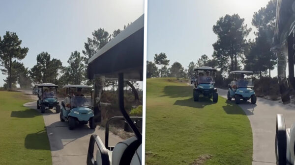 Verstappen maakt van de golfbaan een circuit met gillende Kelly Piquet op achterbank