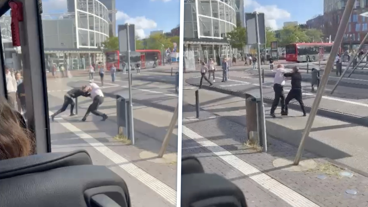 Buschauffeur in Leiden is HE-LE-MAAL klaar met irritant ventje en beukt 'm eruit