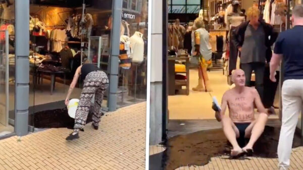 XR-gekkies besmeuren weer winkels met zwarte drek om hun punt te maken