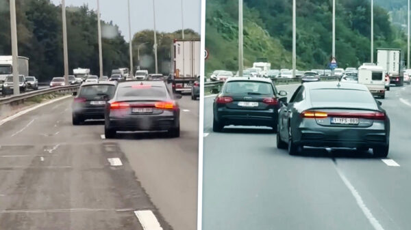 Opgefokte idioten in Audi's vechten hun verkeersruzie uit op de snelweg
