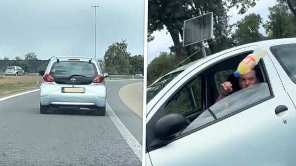 Tokkie knikkert lading afval uit z'n raam en wordt pislink op filmer