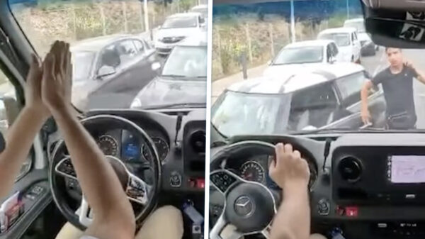 Franse verkeershufter wil voordringen maar mag lekker in z'n achteruit