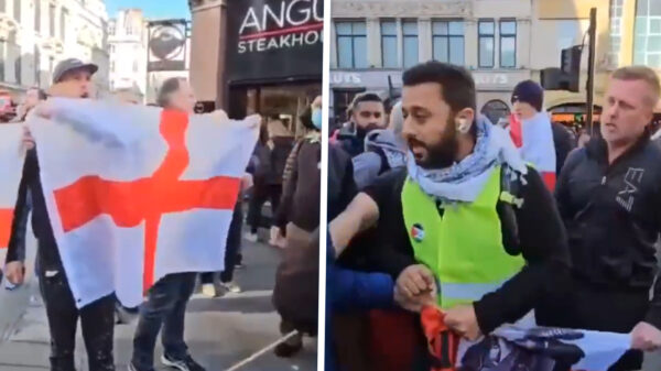 Mannen tonen Engelse vlag tijdens Palestina-protest en dat komt ze duur te staan