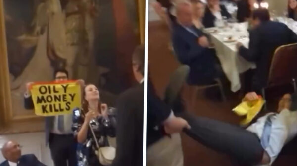 Pure hysterie: Klimaatactivist uit zaal gesleurd bij Republikeins diner