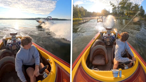 Heerlijk: Wraak nemen op een irritante speedbootkneus die je natmaakt