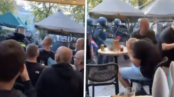 ME'ers spuiten lading pepperspray richting 'relschoppers' op Haags terras