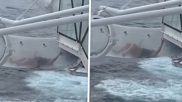 Vrouwelijke cruisepassagier komt vast te zitten in glijbaan 50 meter boven zee