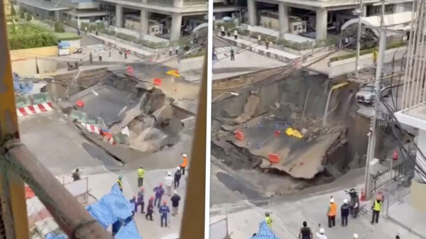 Apocalyptische video: Weg zakt compleet weg bij werkzaamheden in Bangkok