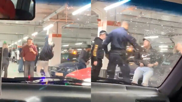 Instant karma: straatschoffie wordt in zijn kraag gevat als hij een lamp probeert te slopen