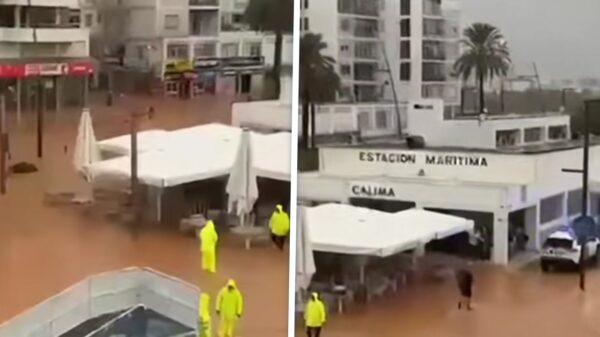 Wateroverlast Ibiza: Containers drijven door straten, hotels onderwater