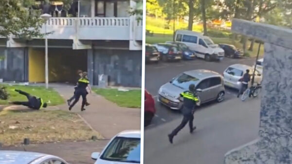 Hilariteit om agent die op z'n plaat gaat tijdens achtervolging: "Ik pak je!"